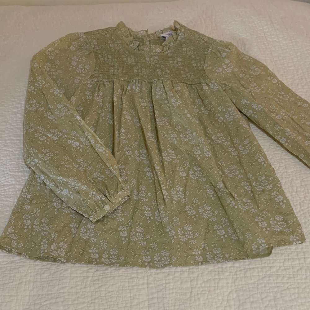 J. Crew Sage Green Floral Blouse